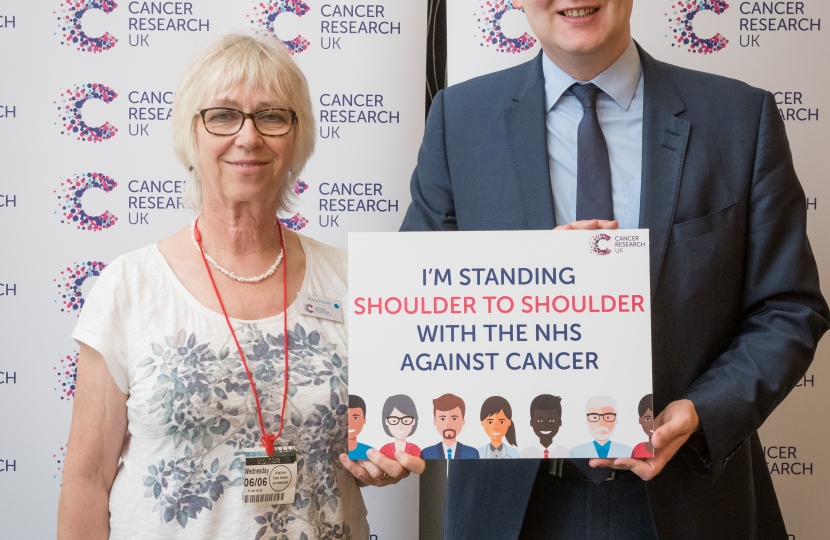 William Wragg With Mary from Mellor- a dedicated Cancer Research UK ambassador 
