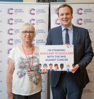 William Wragg With Mary from Mellor- a dedicated Cancer Research UK ambassador 